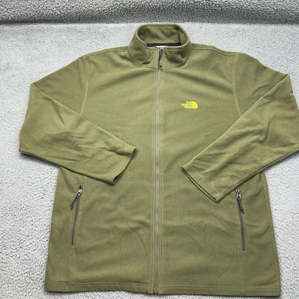 The North Face CF2Q Mens XL Sage Green Full Zip 100% Polyester Fleece Jacket F15